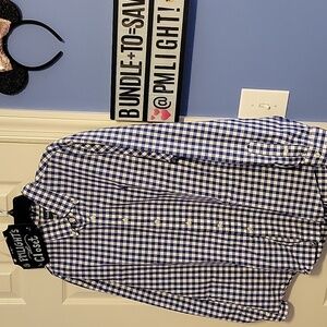 Ralph Lauren Blue and White Checkered Dress Shirt XL Long Sleeve Custom Fit
